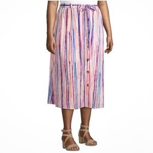 Terra & Sky Bright Striped Midi Skirt
